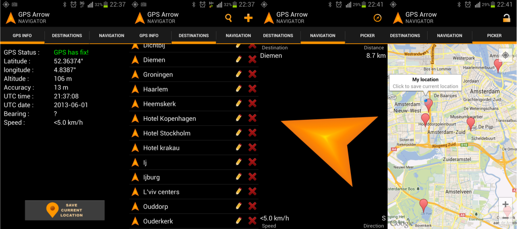 GPS Arrow screenshots